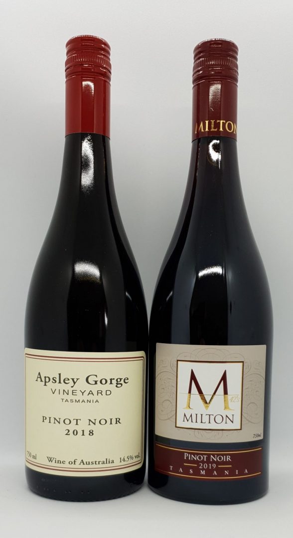 December 2021 Releases: Apsley Gorge 2018 Pinot Noir $65 & Milton 2019 Pinot Noir $38